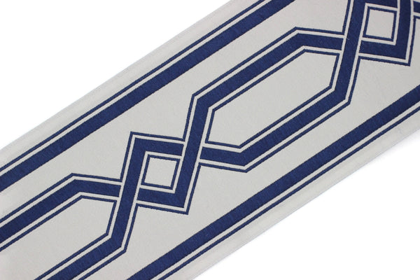 Gray&Blue 100 mm Embroidered Ribbons (3.93 inch), Jacquard Trims, Sewing Trim, Drapery Trim, Curtain Trims, Jacquard Ribbons 178 V4