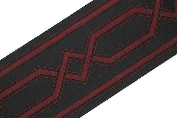 Black&Claret Red 100 mm Embroidered Ribbons (3.93 inch), Jacquard Trims, Sewing Trim, Drapery Trim, Curtain Trims, Jacquard Ribbons 178 V11