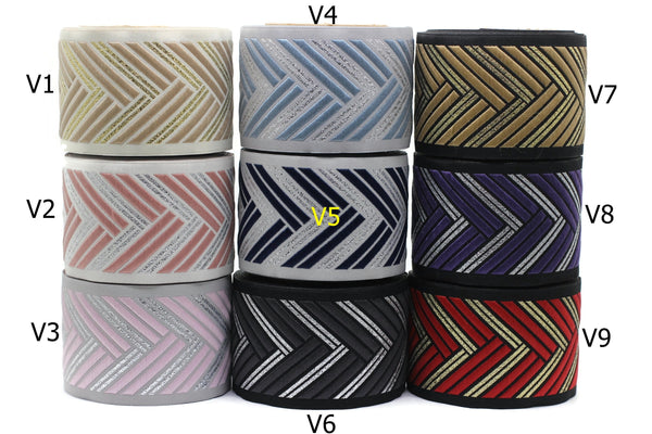 68 mm Embroidered Ribbons (2.67 inch), Jacquard Trims, Sewing Trim, drapery trim, Curtain trims, Jacquard Ribbons, trim for drapery, 180 V2