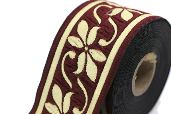 50 mm Claret Red Celtic Violet Jacquard Ribbon (1.96 inches), Celtic Tapestry, Jacquard trim, Drapery Trim, Upholstery Fabric 50084