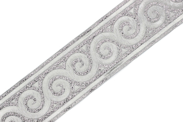 50 mm Silver Elegance Jacquard trim (1.96 inches), Jacquard ribbons, woven trim, jacquard trims, sewing tirim, trimming, 50061