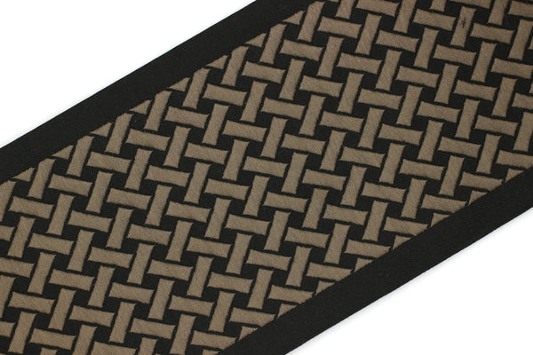 100 mm  Brown Black Embroidered Ribbons (3.93 inch), Jacquard Trims, Sewing Trim, drapery trim, Curtain trims, Jacquard Ribbons, 179 V8