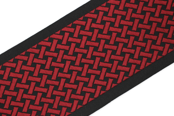 100 mm Red Black Embroidered Ribbons (3.93 inch), Jacquard Trims, Sewing Trim, drapery trim, Curtain trims, Jacquard Ribbons, 179 V10