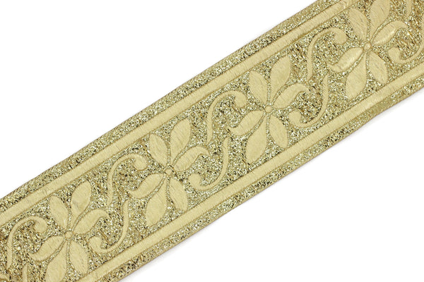 50 mm Metallic Gold Celtic Violet Jacquard Ribbon (1.96 inches), Celtic Tapestry, Jacquard trim, Drapery Trim, Upholstery Fabric 50084