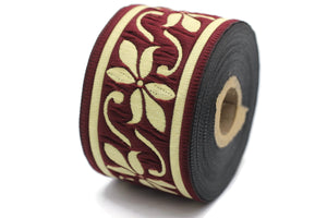 50 mm Claret Red Celtic Violet Jacquard Ribbon (1.96 inches), Celtic Tapestry, Jacquard trim, Drapery Trim, Upholstery Fabric 50084