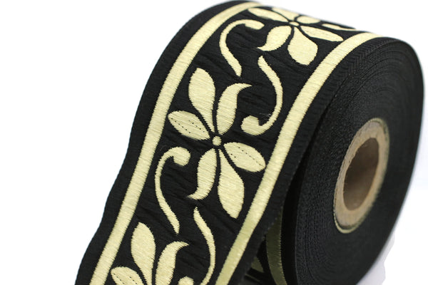 50 mm Gold&Black Celtic Violet Jacquard Ribbon (1.96 inches), Celtic Tapestry, Jacquard trim, Drapery Trim, Upholstery Fabric 50084