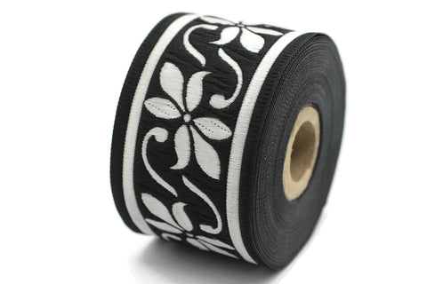 50 mm Silver&Black Celtic Violet Jacquard Ribbon (1.96 inches), Celtic Tapestry, Jacquard trim, Drapery Trim, Upholstery Fabric 50084