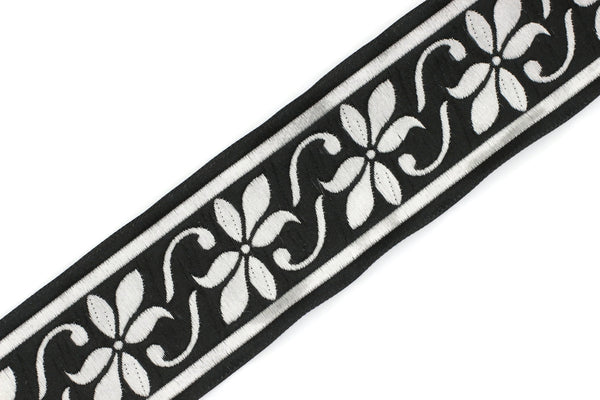 50 mm Silver&Black Celtic Violet Jacquard Ribbon (1.96 inches), Celtic Tapestry, Jacquard trim, Drapery Trim, Upholstery Fabric 50084