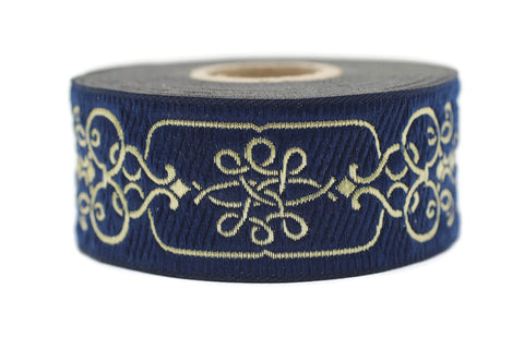 35 mm Blue Nobility 1.37 (inch) Jacquard Ribbon | Drapery Trim | Ribbon for Curtain | Woven Ribbon | Jacquard Trim for Drapery CNK01