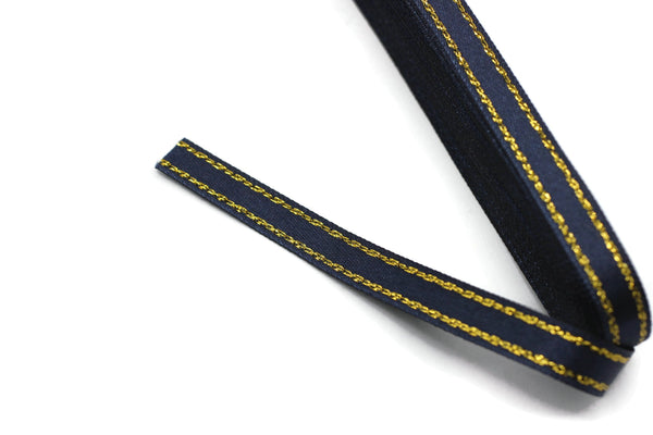 10 Yards(10 Meters) Golden Pale Blue Satin Ribbon, Double Sided Ribbon, Silk Ribbon, Satin Ribbons, premium ribbons, sparkle ribbon, STNS