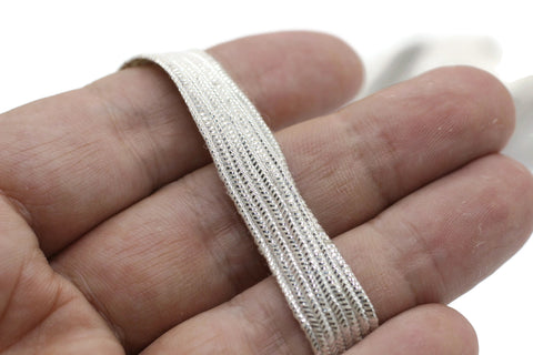 Soutache Flat Cord - Metallic Silver Braid Cord - 11 mm Flat Cord - Soutache Trim - Jewelry Cord - Soutache Jewelry - Soutache Supplies