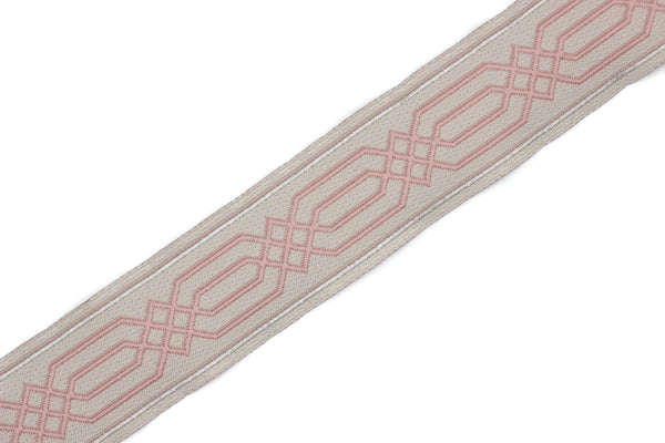 35 mm Pink Celtic Claddagh Jacquard Ribbon (1.37 inches) | Celtic Ribbon | Embroidered Woven Ribbon | Jacquard Ribbon | 35mm Wide | CNK09