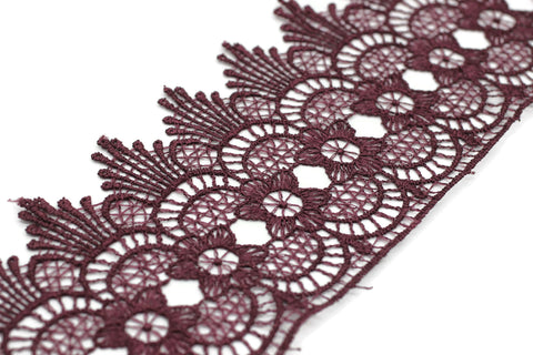 83 mm 8 Meters Purple Bridal Guipure Lace Trim | 3.2 Inches Wide Lace Trim | Geometric Bridal Lace | French Guipure | Guipure Lace Fabric