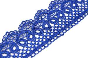 19.6 Yards Royal Blue Bridal Guipure Lace Trim | 2.1 Inches Wide Lace Trim | Geometric Bridal Lace | French Guipure | Lace Fabric TRM53