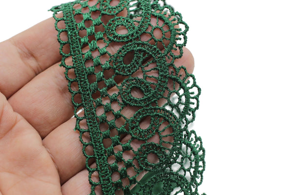 19.6 Yards Green Bridal Guipure Lace Trim | 2.1 Inches Wide Lace Trim | Geometric Bridal Lace | French Guipure | Guipure Lace  TRM53