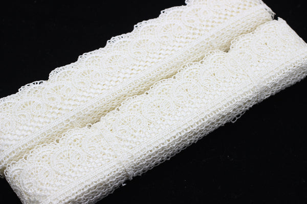 19.6 Yards Cream Bridal Guipure Lace Trim | 2.1 Inches Wide Lace Trim | Geometric Bridal Lace | French Guipure | Lace Fabric TRM53