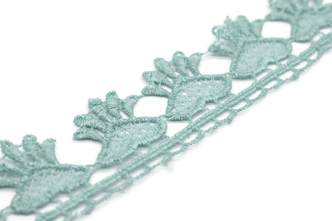 8.74 Yards Mint Green Heart Bridal Guipure Lace Trim | 1.3 Inc Wide Lace Trim | Geometric Bridal Lace | French Guipure | Lace Fabric TRM33