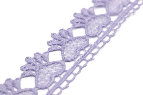 8.74 Yards Lilac Heart Bridal Guipure Lace Trim | 1.3 Inches Wide Lace Trim | Geometric Bridal Lace | French Guipure | Lace Fabric TRM33