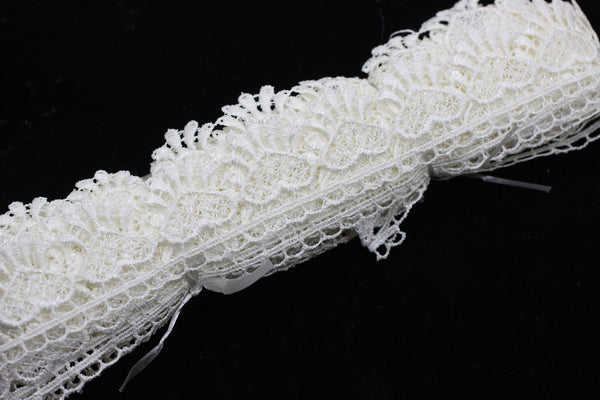 8.74 Yards Cream Heart Bridal Guipure Lace Trim | 1.3 Inches Wide Lace Trim | Geometric Bridal Lace | French Guipure | Lace Fabric TRM33