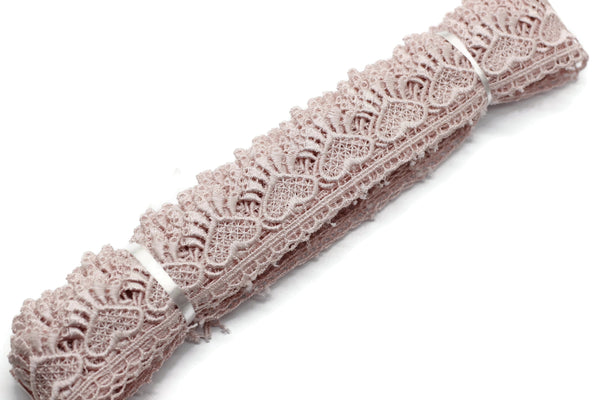 8.74 Yards Pale Pink Heart Bridal Guipure Lace Trim | 1.3 Inch Wide Lace Trim | Geometric Bridal Lace | French Guipure | Lace Fabric TRM33