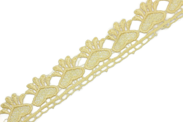 8.74 Yards Yellow Heart Bridal Guipure Lace Trim | 1.3 Inches Wide Lace Trim | Geometric Bridal Lace | French Guipure | Lace Fabric TRM33