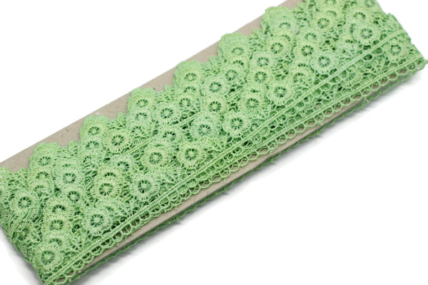 8.74 Yards Mint Green Floral Bridal Guipure Lace Trim | 0.87 Inches Wide Lace Trim | Bridal Lace | French Guipure | Lace Fabric TRM22