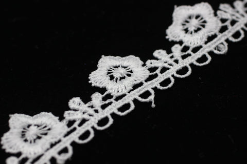 8.74 Yards White Floral Bridal Guipure Lace Trim | 0.87 Inches Wide Lace Trim | Geometric Bridal Lace | French Guipure | Lace Fabric TRM22