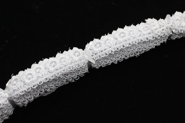8.74 Yards White Floral Bridal Guipure Lace Trim | 0.87 Inches Wide Lace Trim | Geometric Bridal Lace | French Guipure | Lace Fabric TRM22