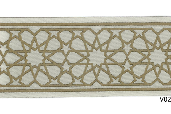 2.75" Andalusia Embroidered Drapery Trims, 70mm Jacquard Trims, Sewing Trim, Curtain trims, Jacquard Ribbons, Drapery Banding 70037