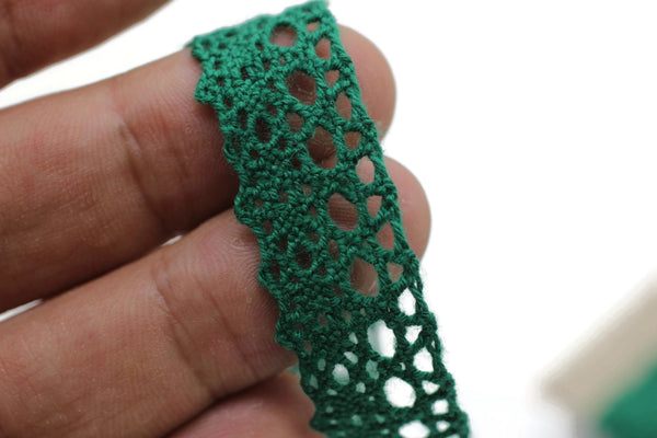 27.3 Yards Green Cotton Bridal Guipure Lace Trim | 0.59 Inch Wide Lace Trim | Geometric Bridal Lace | French Guipure | Lace Fabric TRM15