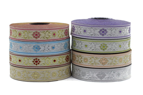 16 mm Cat Paw Jacquard Ribbons, 0.62 inches, Native American Embroidered Trim, Woven Trim, Woven Jacquards, Woven Border, 16806