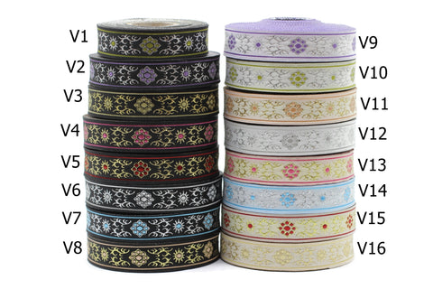16 mm Cat Paw Jacquard Ribbons, 0.62 inches, Native American Embroidered Trim, Woven Trim, Woven Jacquards, Woven Border, 16806