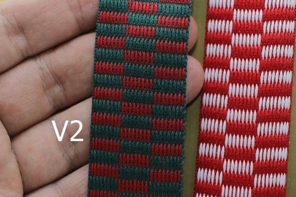 30 mm Checkers Ribbon, Checkerboard Ribbon, Christmas Jacquard Ribbons 1.18 inches, New Year Ribbon, Christmas Trim, Craft Ribbon, OZV02