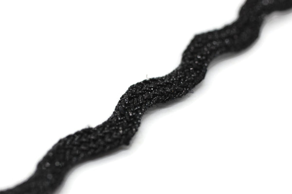 5 mm Zig Zag Soutache Cord, Metallic Black Braid Cord, Twisted Cord, Soutache Trim, Jewelry Cords, Soutache Jewelry, Soutache Supplies