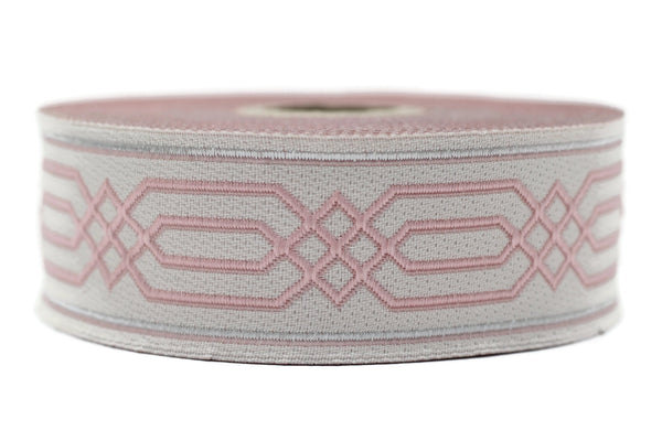 35 mm Pink Celtic Claddagh Jacquard Ribbon (1.37 inches) | Celtic Ribbon | Embroidered Woven Ribbon | Jacquard Ribbon | 35mm Wide | CNK09