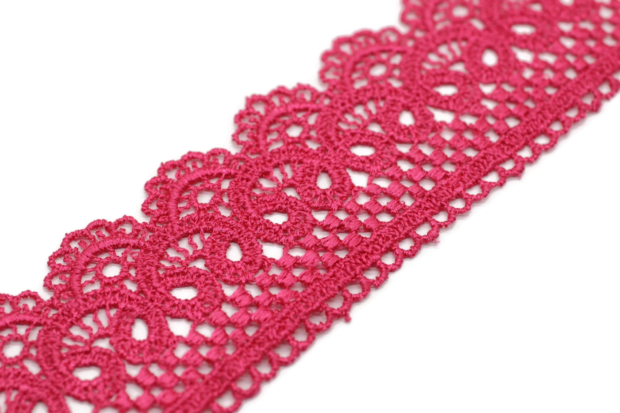 19.6 Yards Pink Bridal Guipure Lace Trim | 2.1 Inches Wide Lace Trim | Geometric Bridal Lace | French Guipure | Guipure Lace Fabric TRM53