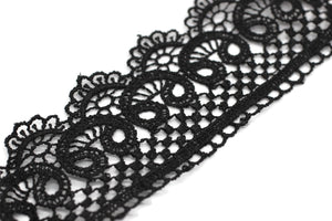 19.6 Yards Black Bridal Guipure Lace Trim | 2.1 Inches Wide Lace Trim | Geometric Bridal Lace | French Guipure | Guipure Lace Fabric TRM53