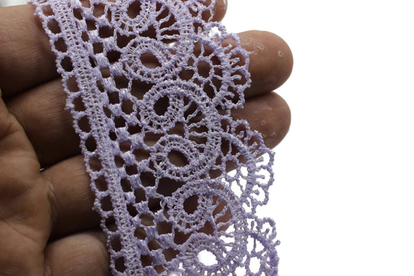19.6 Yards Lilac Bridal Guipure Lace Trim | 2.1 Inches Wide Lace Trim | Geometric Bridal Lace | French Guipure | Guipure Lace Fabric TRM53