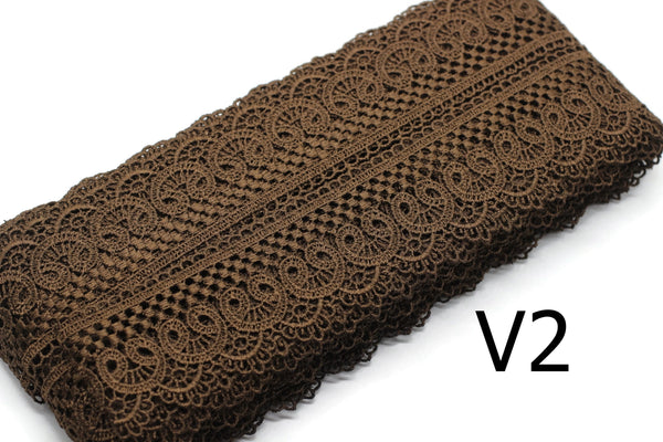 19.6 Yards (18 Meters) Bridal Guipure Lace Trim | 2.1 Inches Wide Lace Trim | Geometric Bridal Lace | French Guipure | Lace Fabric TRM53