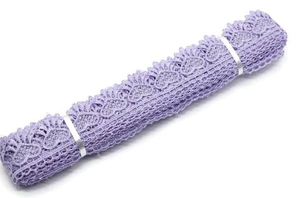 8.74 Yards Lilac Heart Bridal Guipure Lace Trim | 1.3 Inches Wide Lace Trim | Geometric Bridal Lace | French Guipure | Lace Fabric TRM33