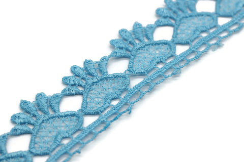 8.74 Yards Turquoise Heart Bridal Guipure Lace Trim | 1.3 Inch Wide Lace Trim | Geometric Bridal Lace | French Guipure | Lace Fabric TRM33