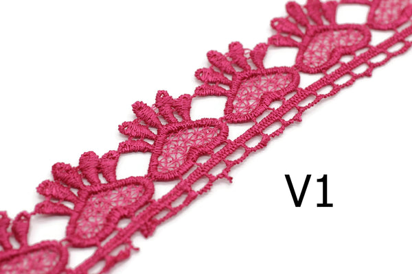 8.74 Yards Heart Bridal Guipure Lace Trim | 1.3 Inches Wide Lace Trim | Geometric Bridal Lace | French Guipure | Guipure Lace Fabric TRM33