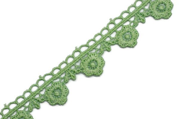 8.74 Yards Mint Green Floral Bridal Guipure Lace Trim | 0.87 Inches Wide Lace Trim | Bridal Lace | French Guipure | Lace Fabric TRM22