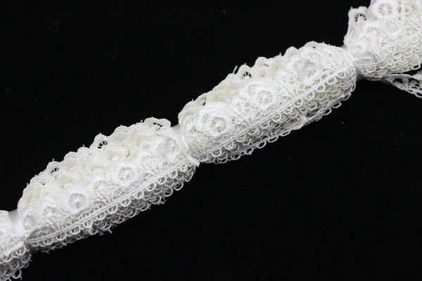 8.74 Yards Cream Floral Bridal Guipure Lace Trim | 0.87 Inches Wide Lace Trim | Geometric Bridal Lace | French Guipure | Lace Fabric TRM22