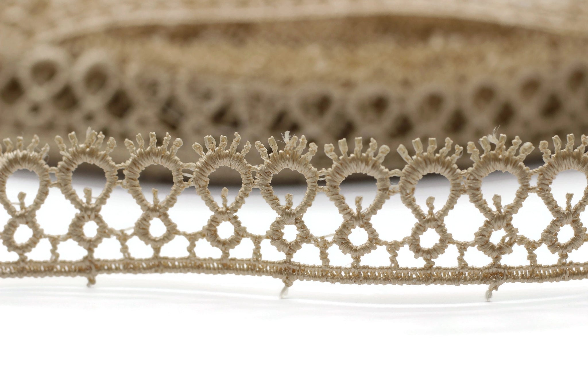 8.74 Yards Beige Anatolia Key Bridal Guipure Lace Trim | 0.68 Inches Wide Lace Trim | Bridal Lace | French Guipure | Lace Fabric TRM017