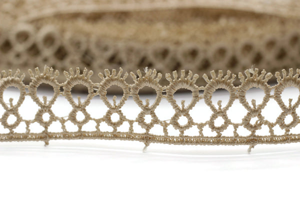 8.74 Yards Beige Anatolia Key Bridal Guipure Lace Trim | 0.68 Inches Wide Lace Trim | Bridal Lace | French Guipure | Lace Fabric TRM017