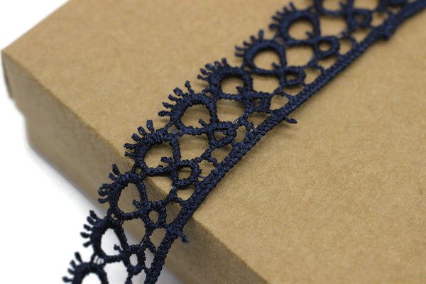 8.74 Yards Dark Blue Anatolia Key Bridal Guipure Lace Trim | 0.68 Inches Wide Lace Trim | Bridal Lace | French Guipure | Lace Fabric TRM017