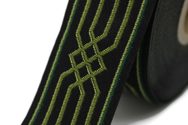 35 mm Green Celtic Claddagh Jacquard Ribbon (1.37 inches) | Celtic Ribbon | Embroidered Woven Ribbon | Jacquard Ribbon | 35mm Wide | CNK09