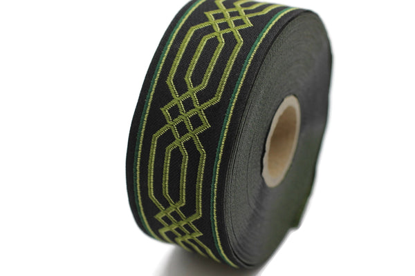 35 mm Green Celtic Claddagh Jacquard Ribbon (1.37 inches) | Celtic Ribbon | Embroidered Woven Ribbon | Jacquard Ribbon | 35mm Wide | CNK09