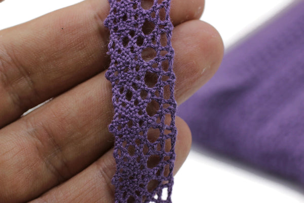 27.3 Yards Purple Cotton Bridal Guipure Lace Trim | 0.59 Inch Wide Lace Trim | Geometric Bridal Lace | French Guipure | Lace Fabric TRM15